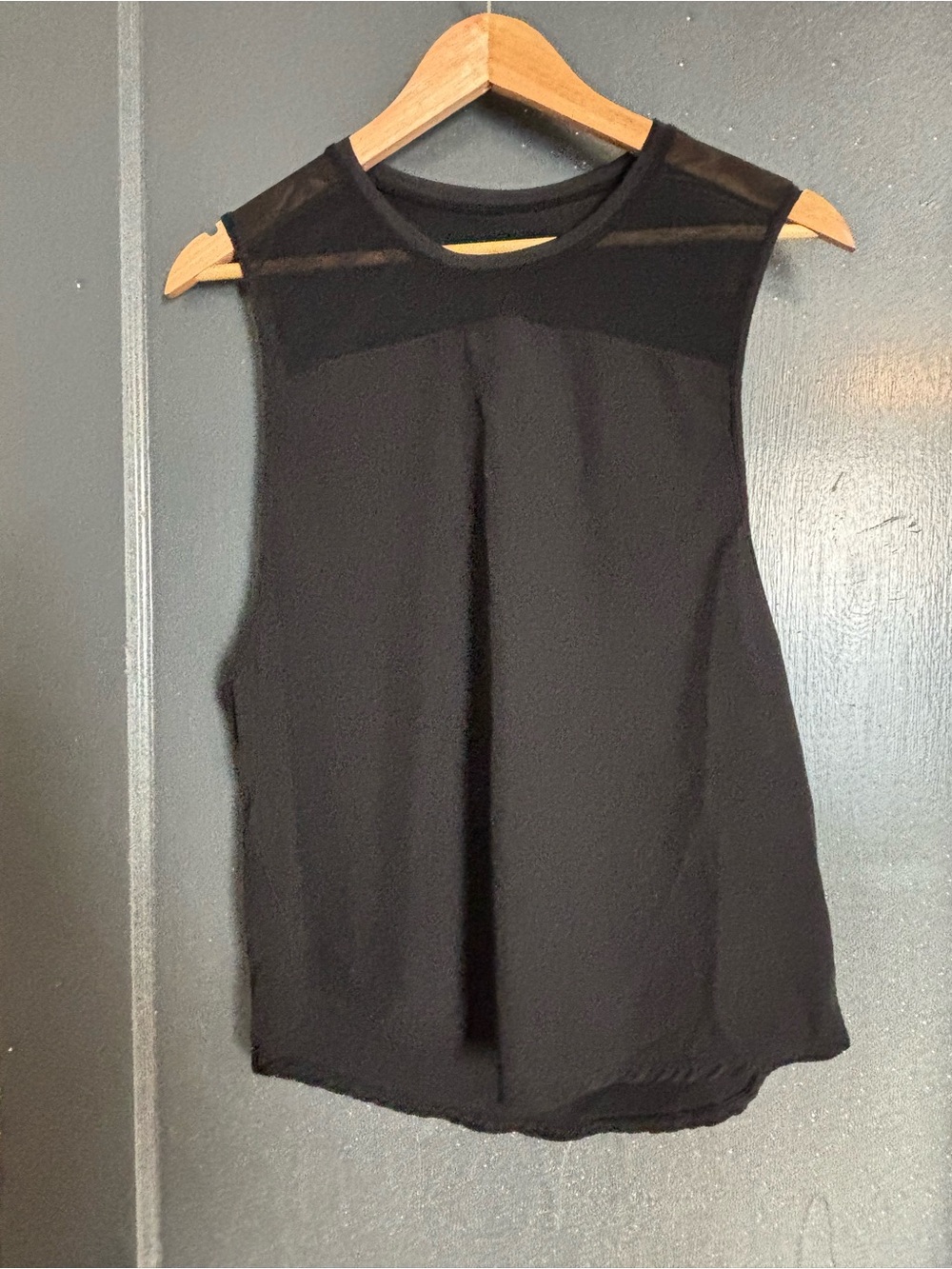 Sleeveless Black Tank with Sheer Yoke